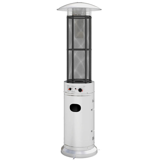 Outsunny 11KW Gas Patio Heater – Adjustable, Wheels, Stainless Steel | 842 - 389V70SR - Fire Pits, Fireplaces, Heating