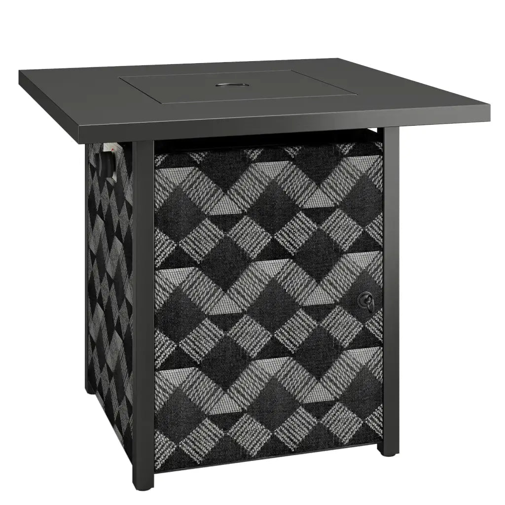 Outsunny 12 kW Gas Fire Pit Table – Square Coffee Table with Wind Guard | 842 - 461V70BK - Fire Pits, Fireplaces, Heating