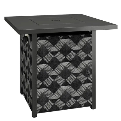 Outsunny 12 kW Gas Fire Pit Table – Square Coffee Table with Wind Guard | 842 - 461V70BK - Fire Pits, Fireplaces, Heating