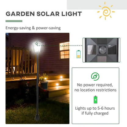 Outsunny 1.2m Solar Post Lamp, Photosensitive LED Bollard – Black | 842-107