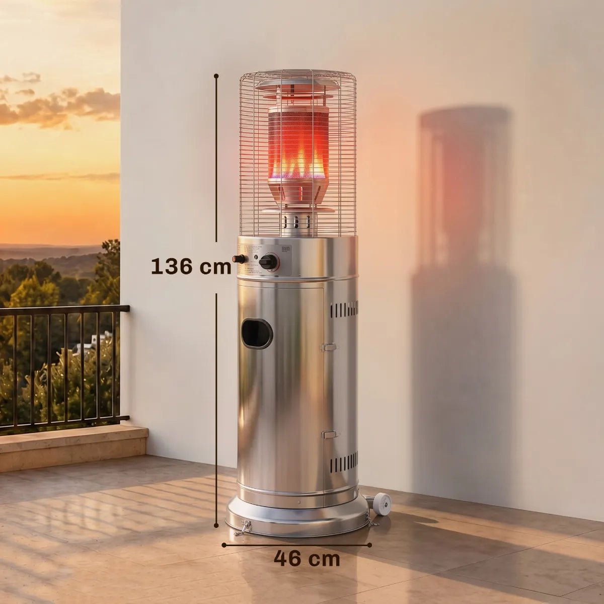 Outsunny 13 kW Gas Patio Heater with Tip‑Over Protection - Stainless Steel