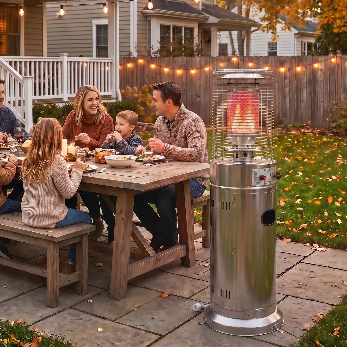 Outsunny 13 kW Gas Patio Heater with Tip‑Over Protection - Stainless Steel