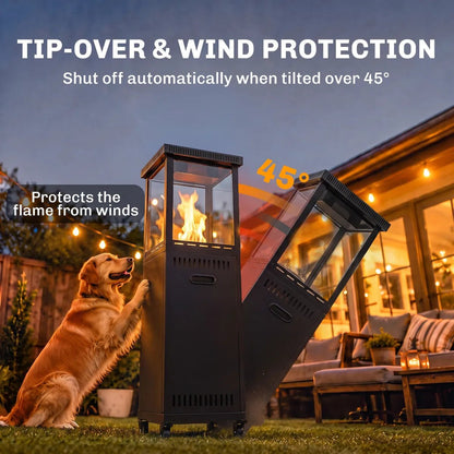 Outsunny 13 kW Glass‑Panel Gas Patio Heater — Premium Outdoor Heating with 360° Flame View
