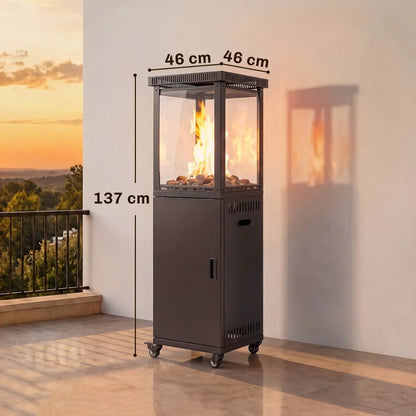 Outsunny 13 kW Glass‑Panel Gas Patio Heater — Premium Outdoor Heating with 360° Flame View