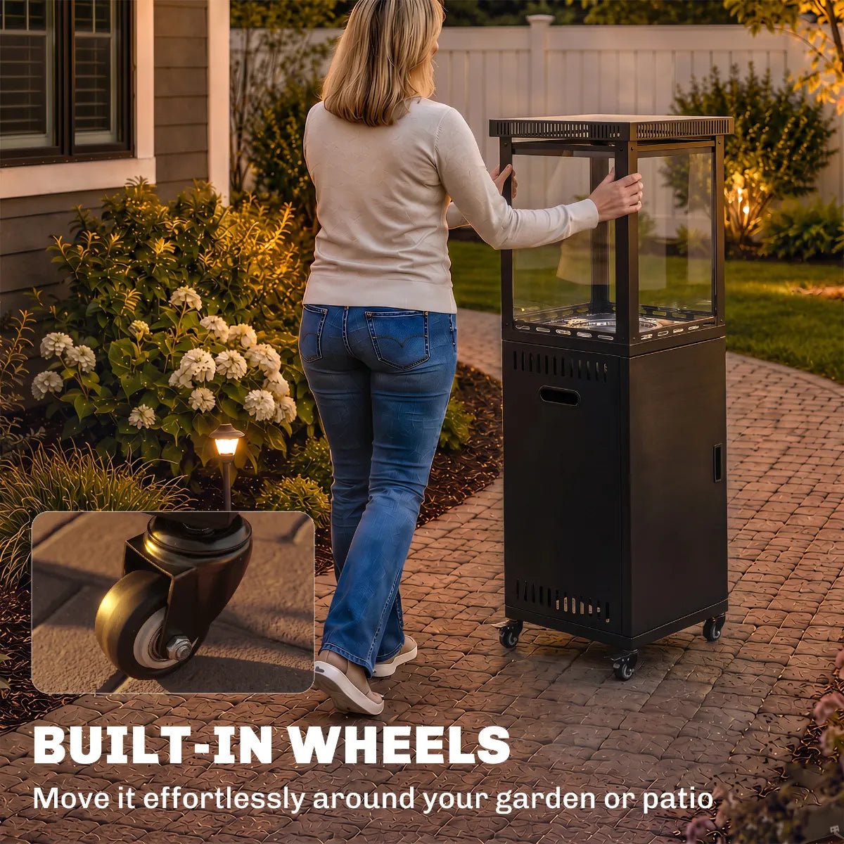 Outsunny 13 kW Glass‑Panel Gas Patio Heater — Premium Outdoor Heating with 360° Flame View