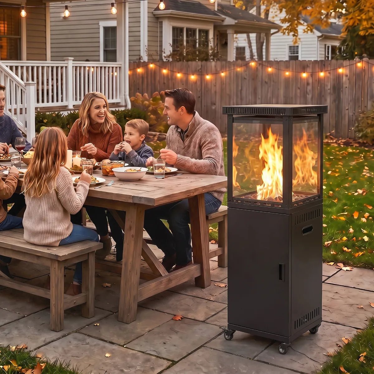 Outsunny 13 kW Glass‑Panel Gas Patio Heater — Premium Outdoor Heating with 360° Flame View