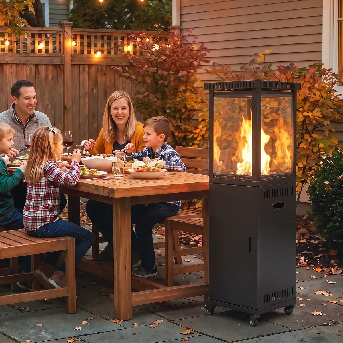 Outsunny 13 kW Glass‑Panel Gas Patio Heater — Premium Outdoor Heating with 360° Flame View