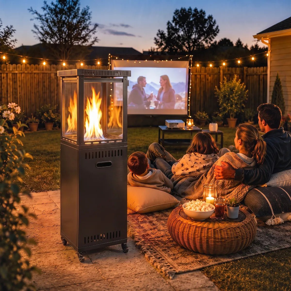 Outsunny 13 kW Glass‑Panel Gas Patio Heater — Premium Outdoor Heating with 360° Flame View