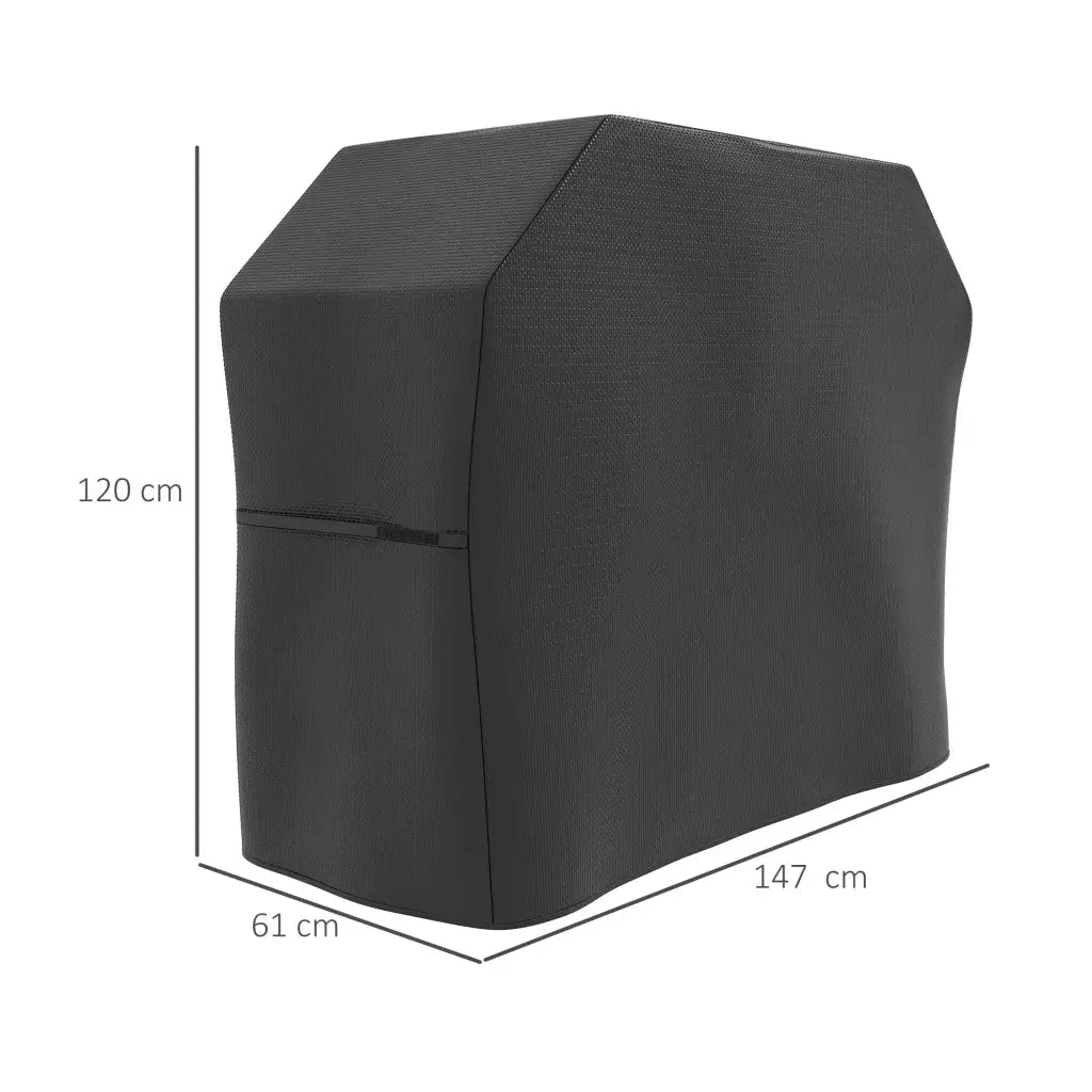 Outsunny 147 x 61cm Plastic Coated Protective Grill Cover - Black 84G - 465V01BK - Garden & Outdoor