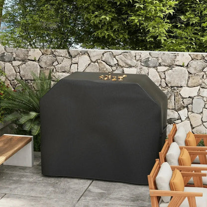 Outsunny 147 x 61cm black plastic coated protective grill cover with textured surface and gold decorative accents on top