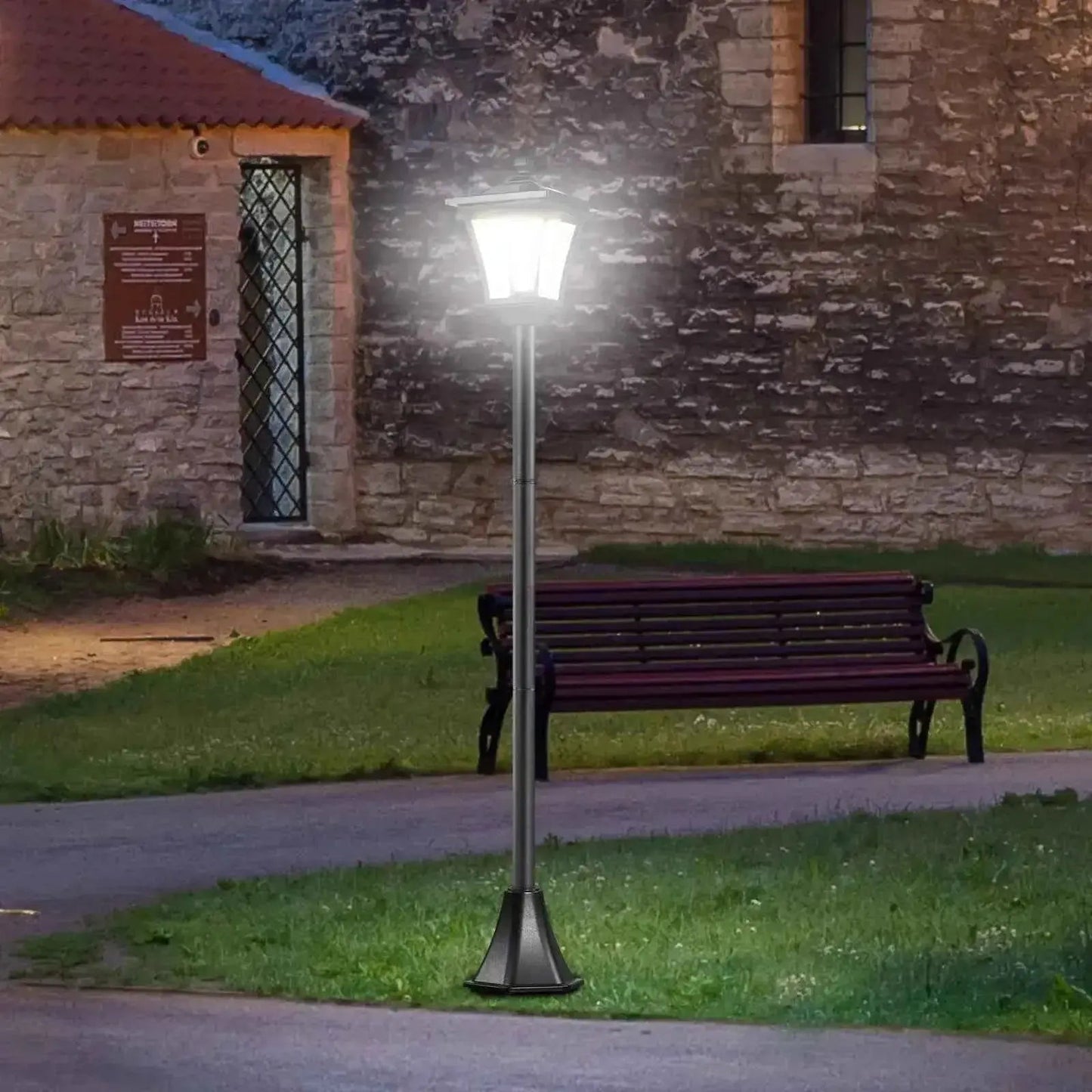 Outsunny 1.6m Solar Post Lamp, Sensor Dimmable LED Bollard – Black | 842-108