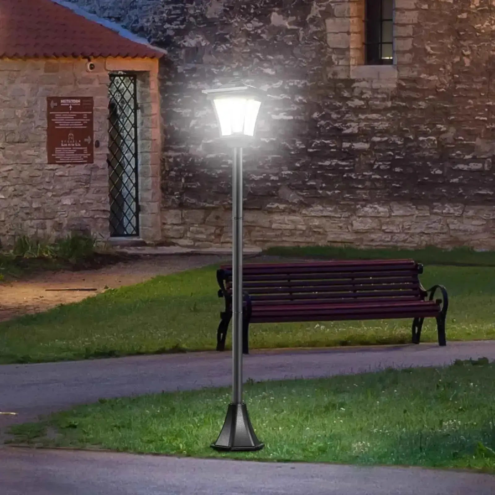 Outsunny 1.6m Solar Post Lamp, Sensor Dimmable LED Bollard – Black | 842-108