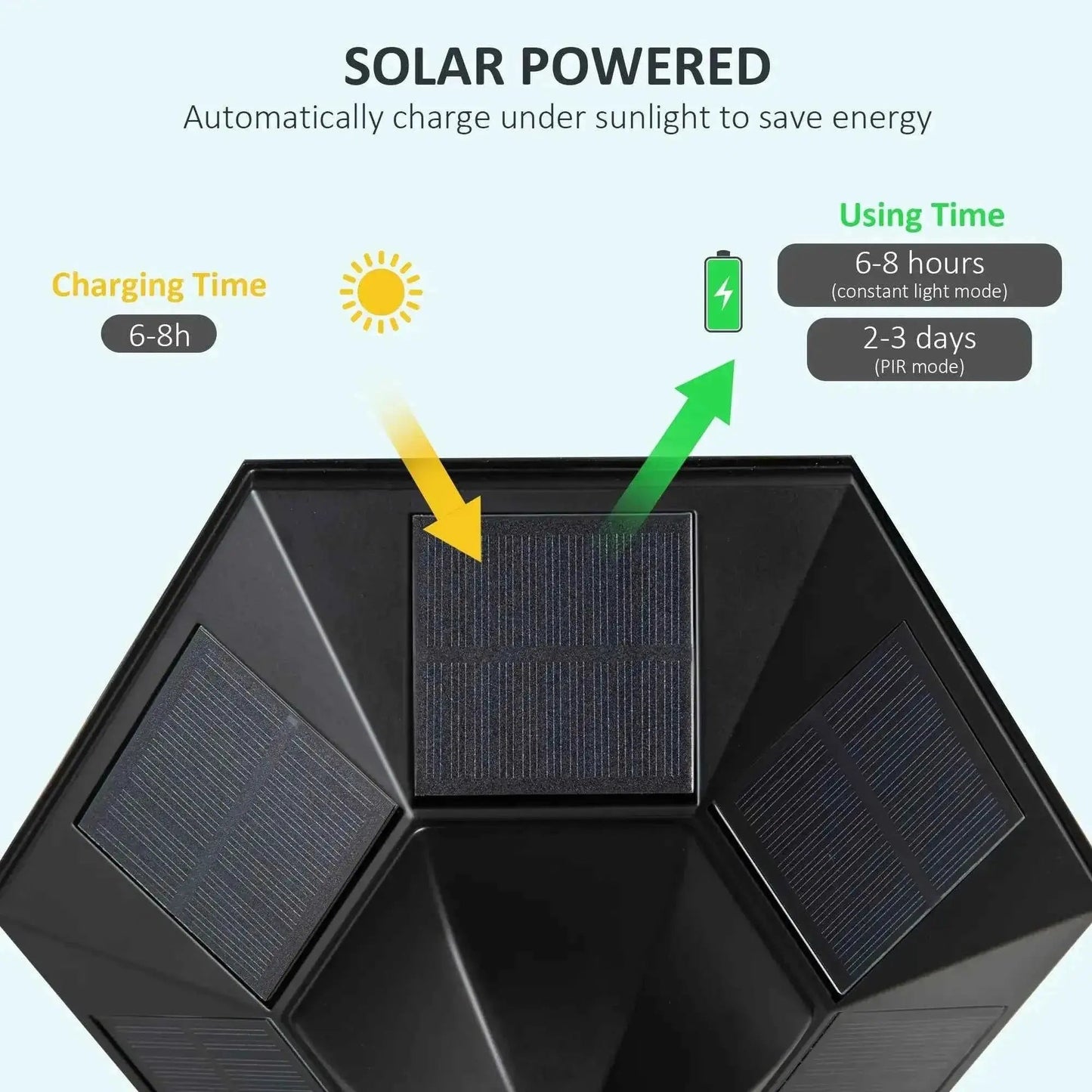 Outsunny 1.9m Solar LED Garden Lamp Post Light, IP44, Black | B30-016V01