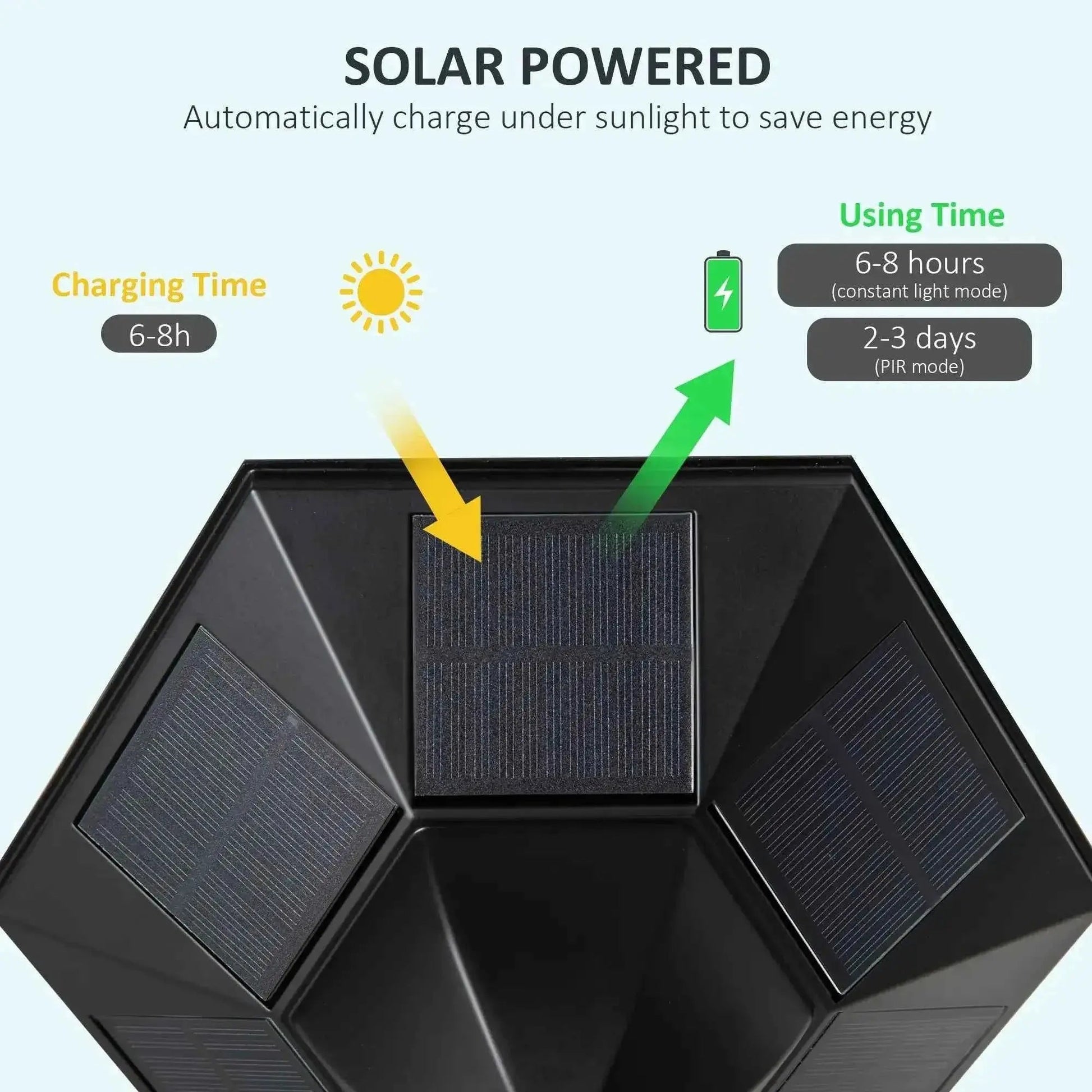 Outsunny 1.9m Solar LED Garden Lamp Post Light, IP44, Black | B30-016V01
