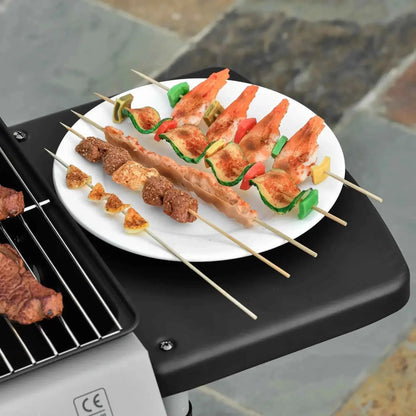 Outsunny 2-Burner Gas BBQ Trolley with Lid & Side Shelves - Grey | 846-063V70GY