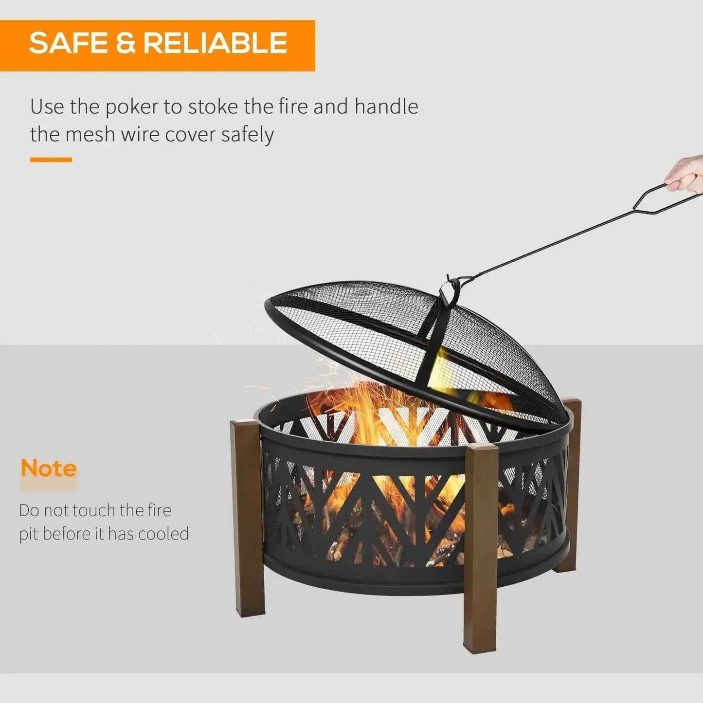 Outsunny 2-in-1 Fire Pit with Lid & BBQ Grill - Black | 842-172