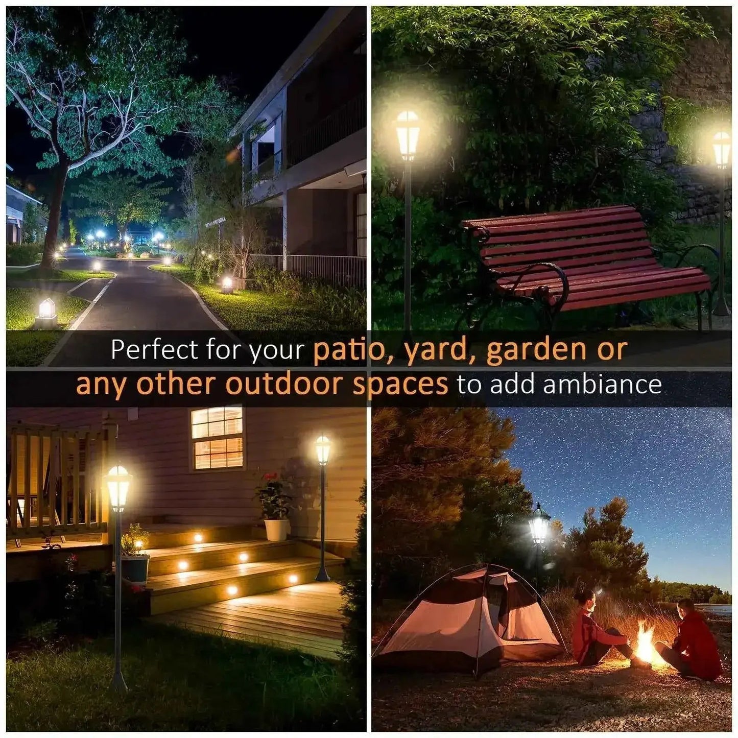 Outsunny 2-piece Solar Garden Lamp Posts, 1.3M - Black | B30-005