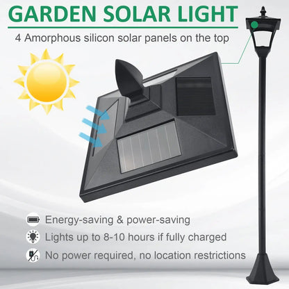 Outsunny 2 Pieces Outdoor Garden Solar Post Lamp Sensor Dimmable LED Lantern Bollard Pathway 1.6M Tall – Black B30 - P011 - Garden & Outdoor
