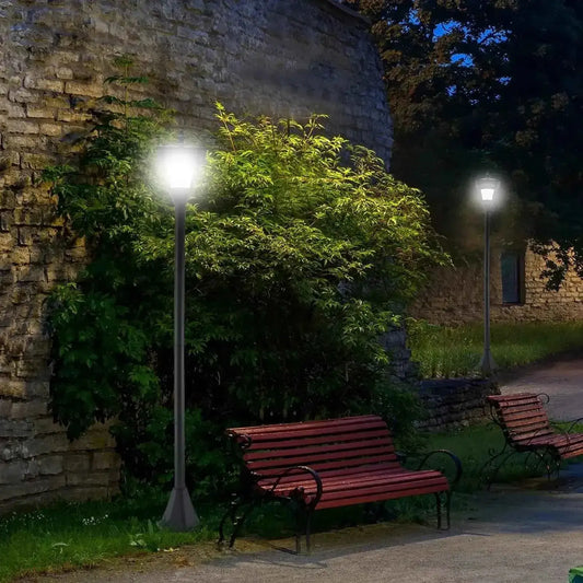 Outsunny 2-Piece Solar Post Lamps, Dimmable LED, 1.6m, IP44 – Black | B30-P011