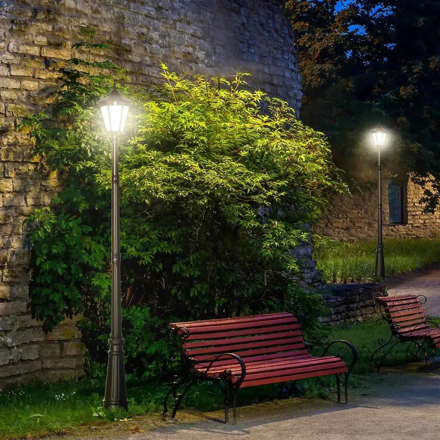 Outsunny 2.4 m Solar-Powered LED Garden Lamp Post, Motion Sensor - Black | B30-029V00BK