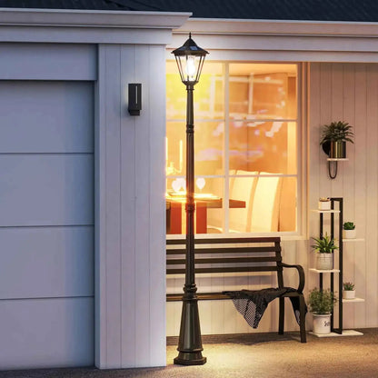 Outsunny 2.4 m Solar-Powered LED Garden Lamp Post, Motion Sensor - Black | B30-029V00BK