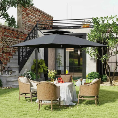 Outsunny 2.5m Solar LED Cantilever Parasol - Dark Grey | 84D-347V00CG