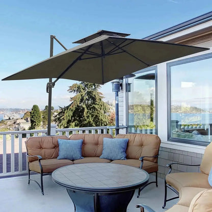 Outsunny 2.7m Parasol with Base & Cover - Dark Grey | 84D-073CG