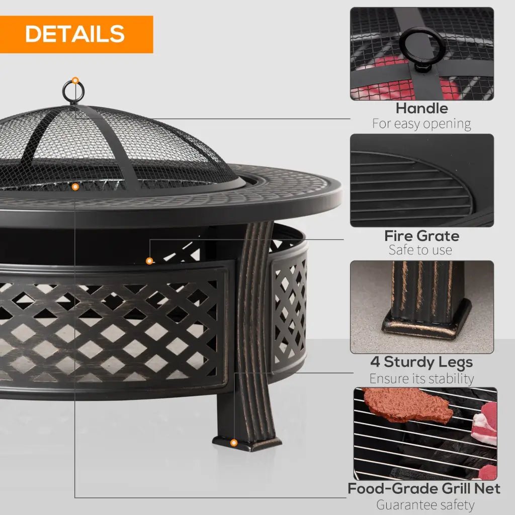 Outsunny 2‑in‑1 Fire Pit & BBQ Grill | 842 - 262 - Fire Pits, Fireplaces, Heating