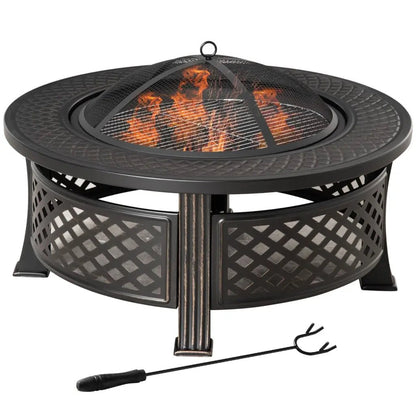 Outsunny 2‑in‑1 Fire Pit & BBQ Grill | 842 - 262 - Fire Pits, Fireplaces, Heating