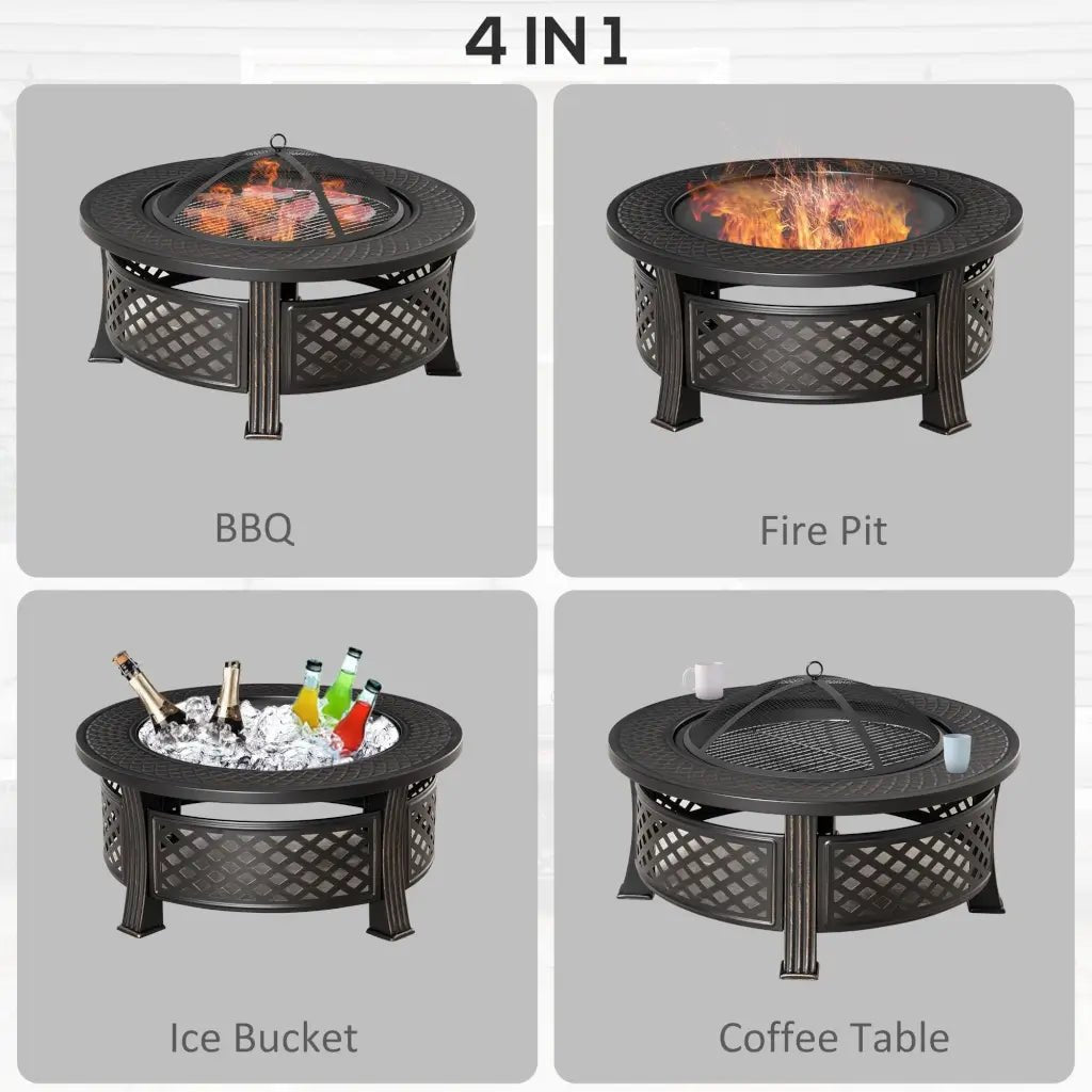 Outsunny 2‑in‑1 Fire Pit & BBQ Grill | 842 - 262 - Fire Pits, Fireplaces, Heating