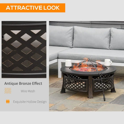 Outsunny 2‑in‑1 Fire Pit & BBQ Grill | 842 - 262 - Fire Pits, Fireplaces, Heating