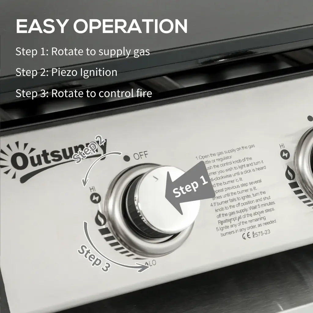 Outsunny 3 Burner Gas Plancha BBQ Grill with Lid, Black 846 - 128V70BK - Garden & Outdoor