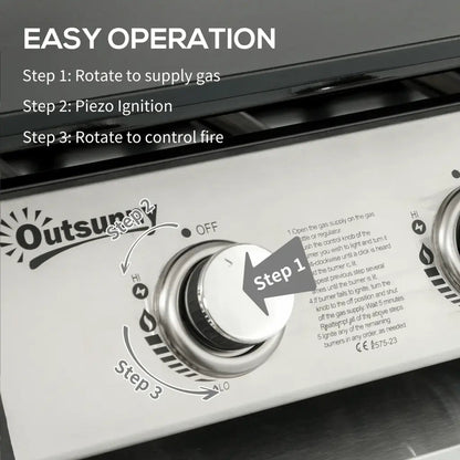 Outsunny 3 Burner Gas Plancha BBQ Grill with Lid, Black 846 - 128V70BK - Garden & Outdoor