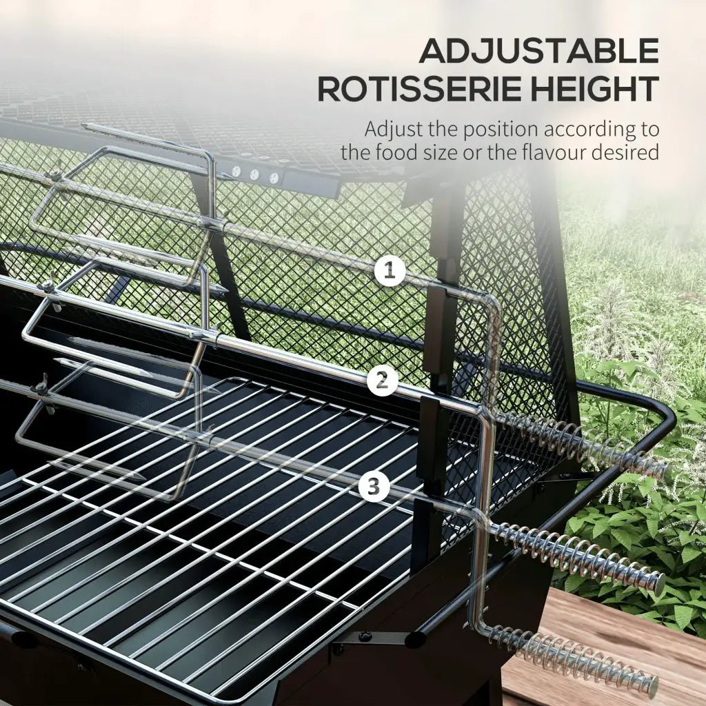 Outsunny 3 - in - 1 Barbecue Grill, Rotisserie Roaster and Fire Pit, with Cover 846 - 131V00BK - Garden & Outdoor