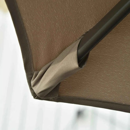 Outsunny 3 meter beach hanging umbrella with khaki brown fabric canopy, reinforced edge, and dark metal pole