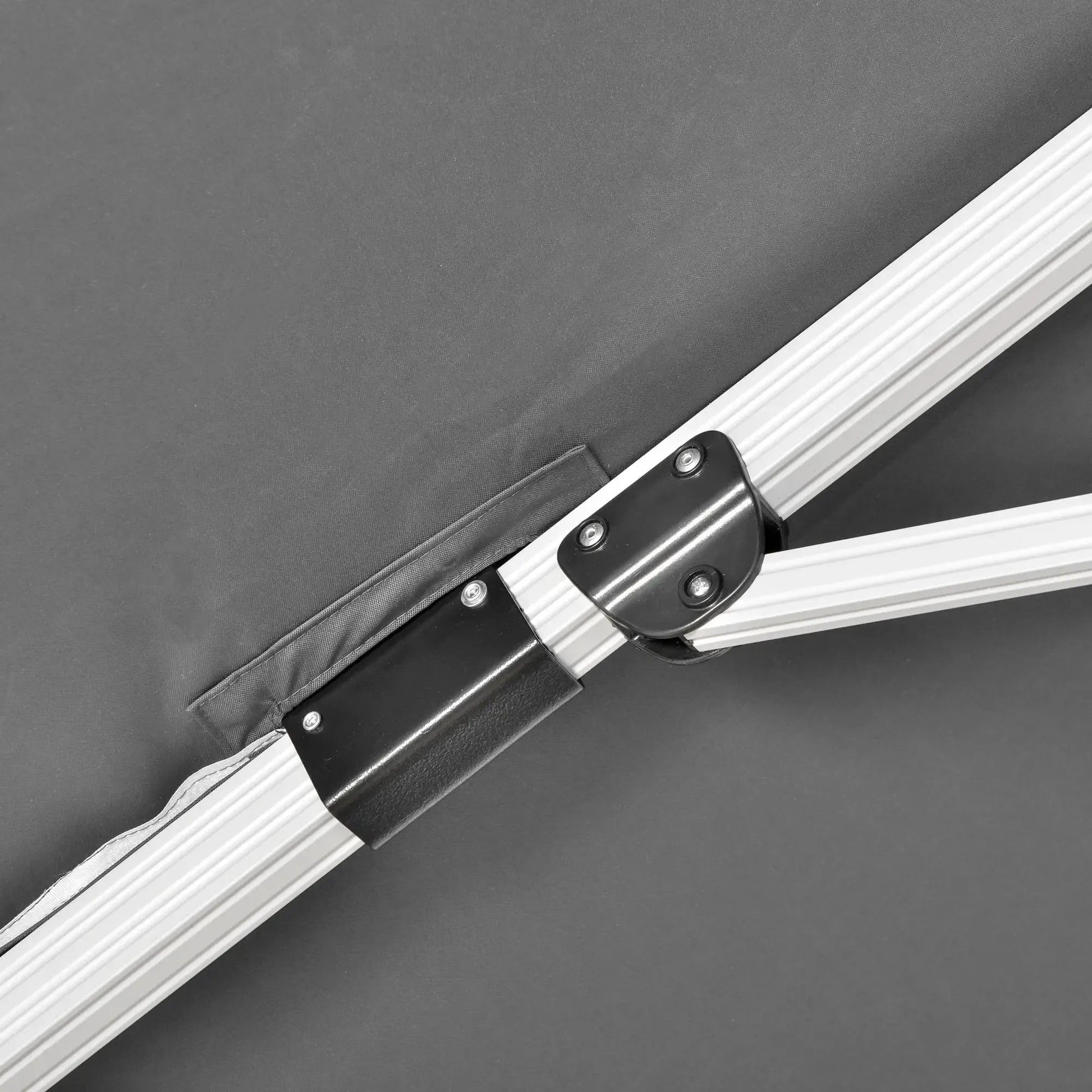 Outsunny 3 x 3(m) Cantilever Roma Parasol, Square Garden Umbrella with Cross Base, Crank Handle, Tilt, 360° Rotation and Aluminium Frame - Grey | 84D - 086V00GY - Furniture, Lighting & Decor