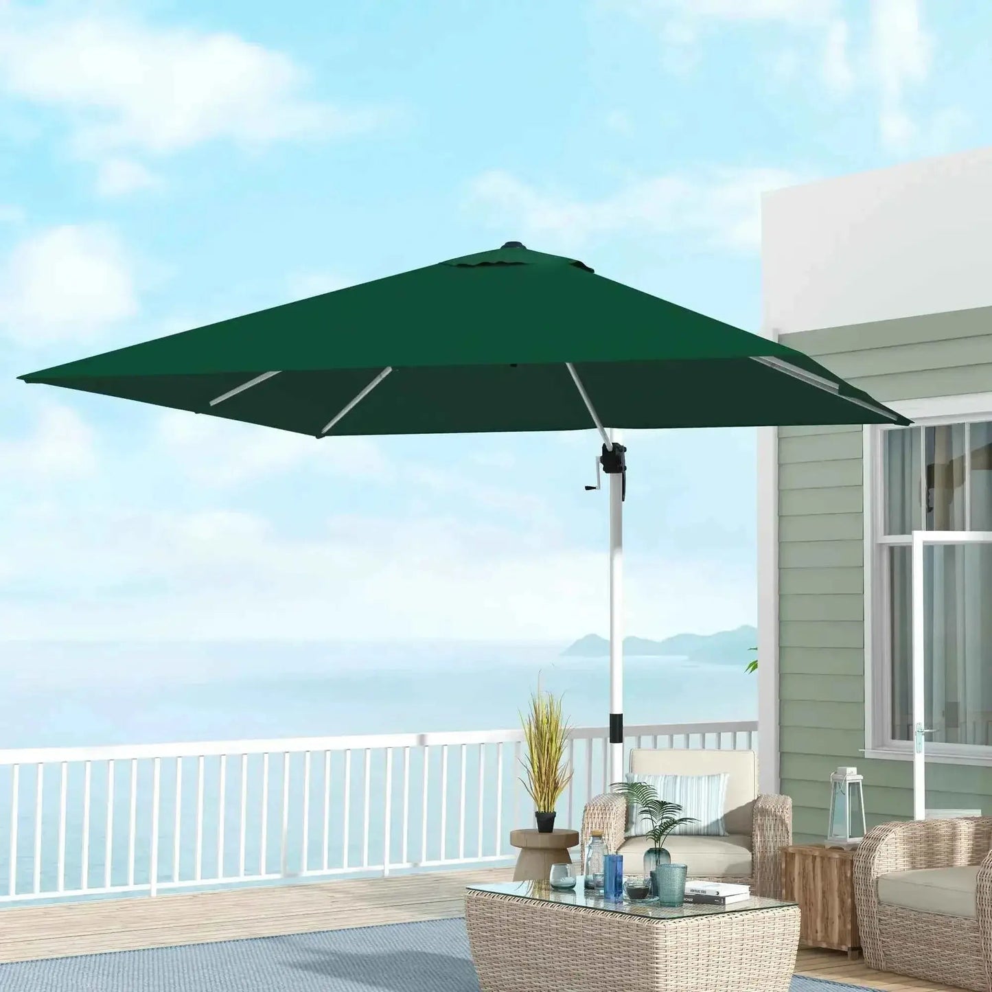 Outsunny 3 x 3m Cantilever Rome Parasol - Green | 84D-086V02DG