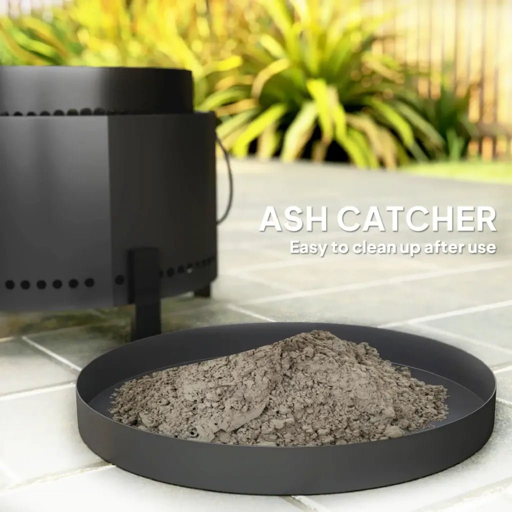 Outsunny 37cm Smokeless Fire Pit with Ash Catcher & Poker - Dark Grey | 842 - 326V00CG - Fire Pits, Fireplaces, Heating