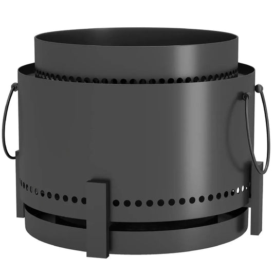 Outsunny 37cm Smokeless Fire Pit with Ash Catcher & Poker - Dark Grey | 842 - 326V00CG - Fire Pits, Fireplaces, Heating