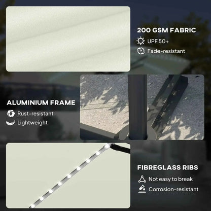 Outsunny 3m Solar LED Cantilever Parasol - Cream | 84D-434V00CW