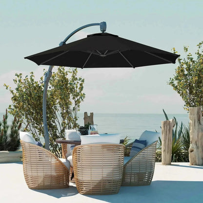 Outsunny 3m Cantilever Parasol – Crank Handle, 360° Rotation, Black | 84D-388V00BK