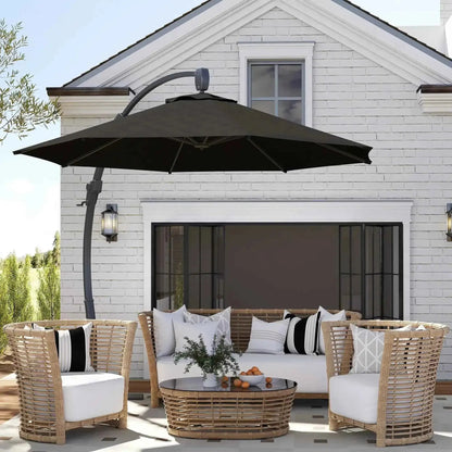 Outsunny 3m Cantilever Parasol – Crank Handle, 360° Rotation, Black | 84D-388V00BK