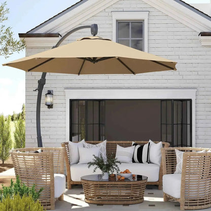 Outsunny 3m Cantilever Parasol – Crank Handle, 360° Rotation, Khaki | 84D-388V00KK