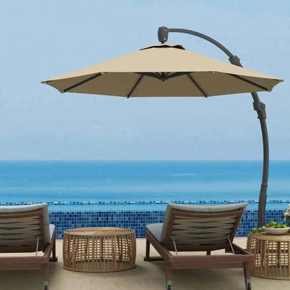 Outsunny 3m Cantilever Parasol – Crank Handle, 360° Rotation, Khaki | 84D-388V00KK