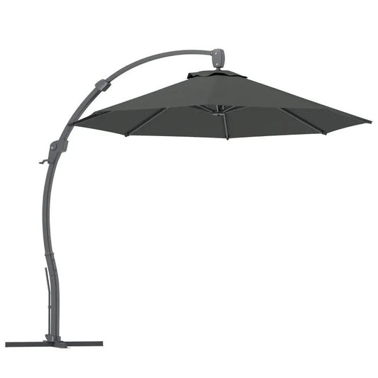 Outsunny 3m Cantilever Parasol – Crank Handle, 360° Rotation, Grey | 84D - 388V00GY - Furniture, Lighting & Decor