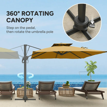 Outsunny 3m Cantilever Parasol – Hydraulic, Dual Vented, Khaki | 84D - 322V00KK - Furniture, Lighting & Decor