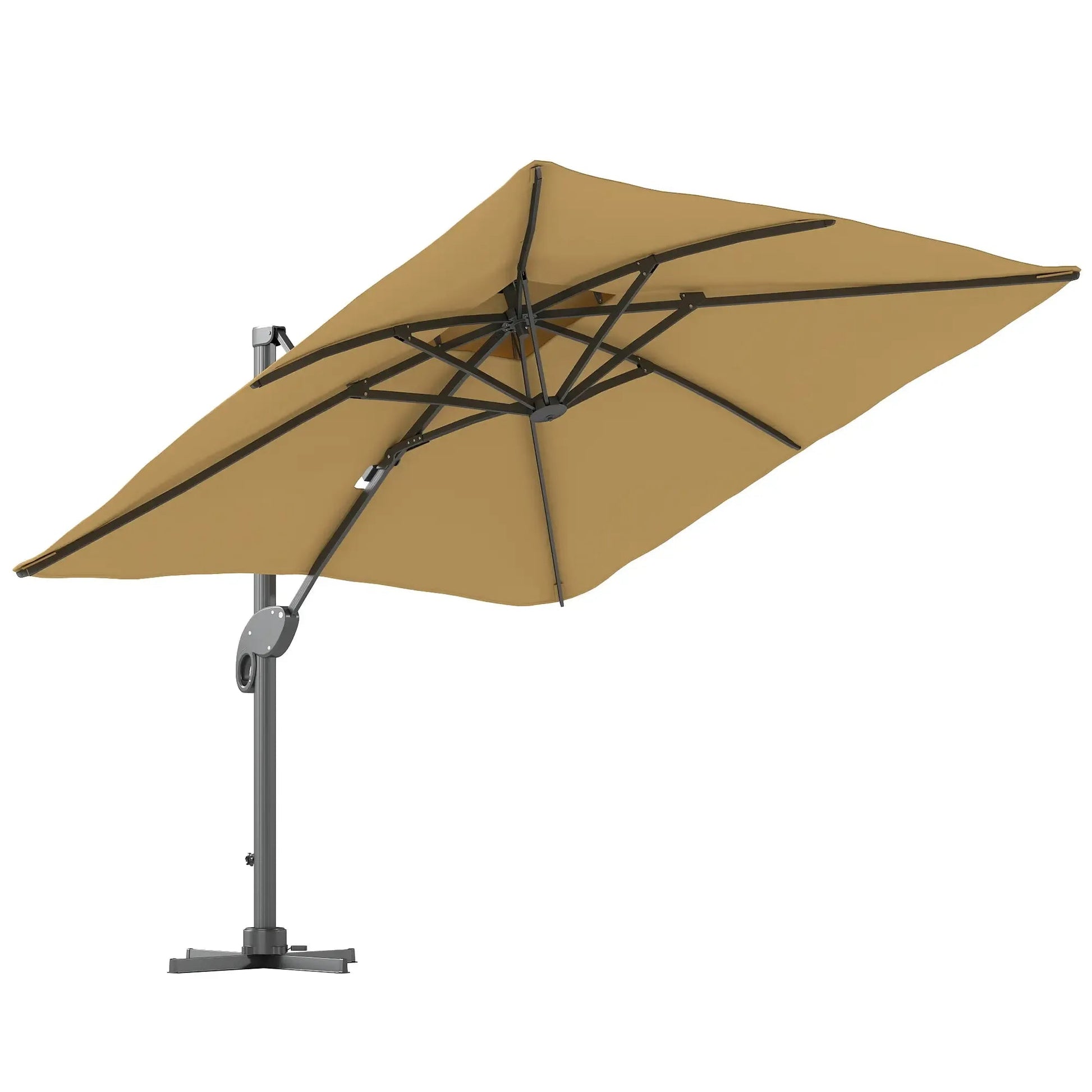 Outsunny 3m Cantilever Parasol – Hydraulic, Dual Vented, Khaki | 84D - 322V00KK - Furniture, Lighting & Decor