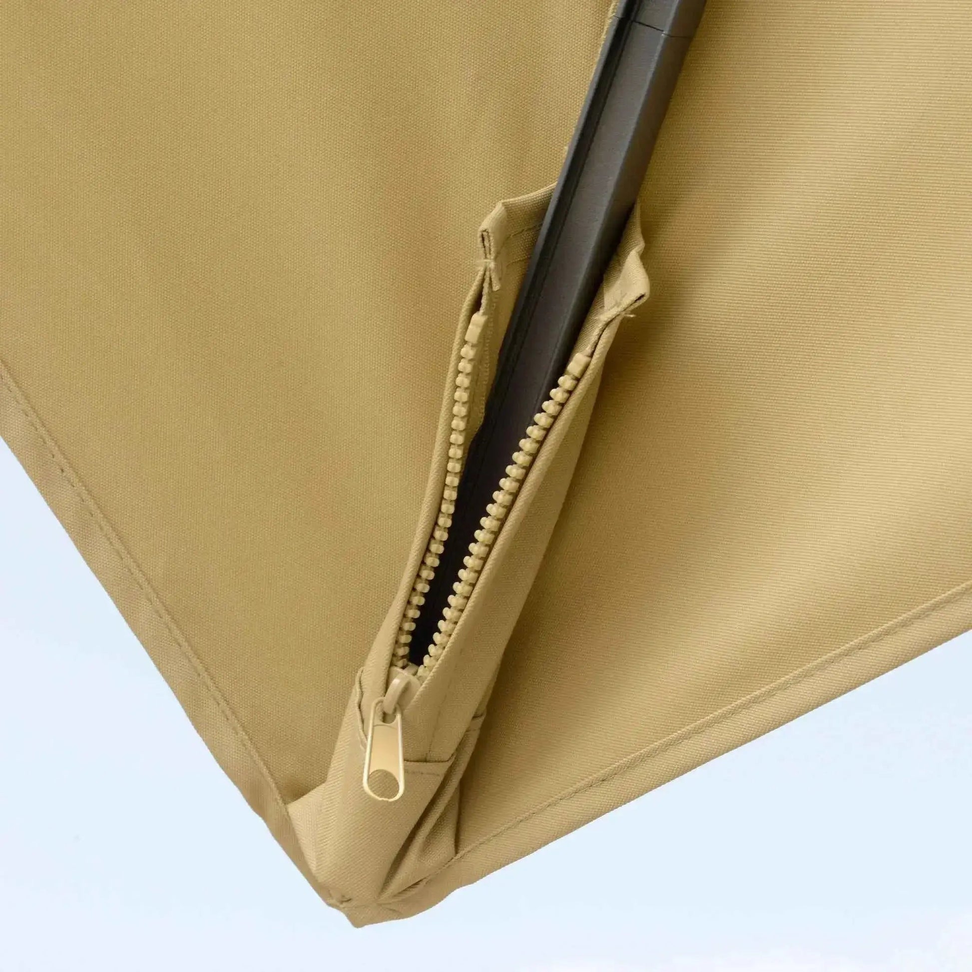 Outsunny 3m Cantilever Parasol – Solar LED, Tilt, Crank, Khaki | 84D-184KK