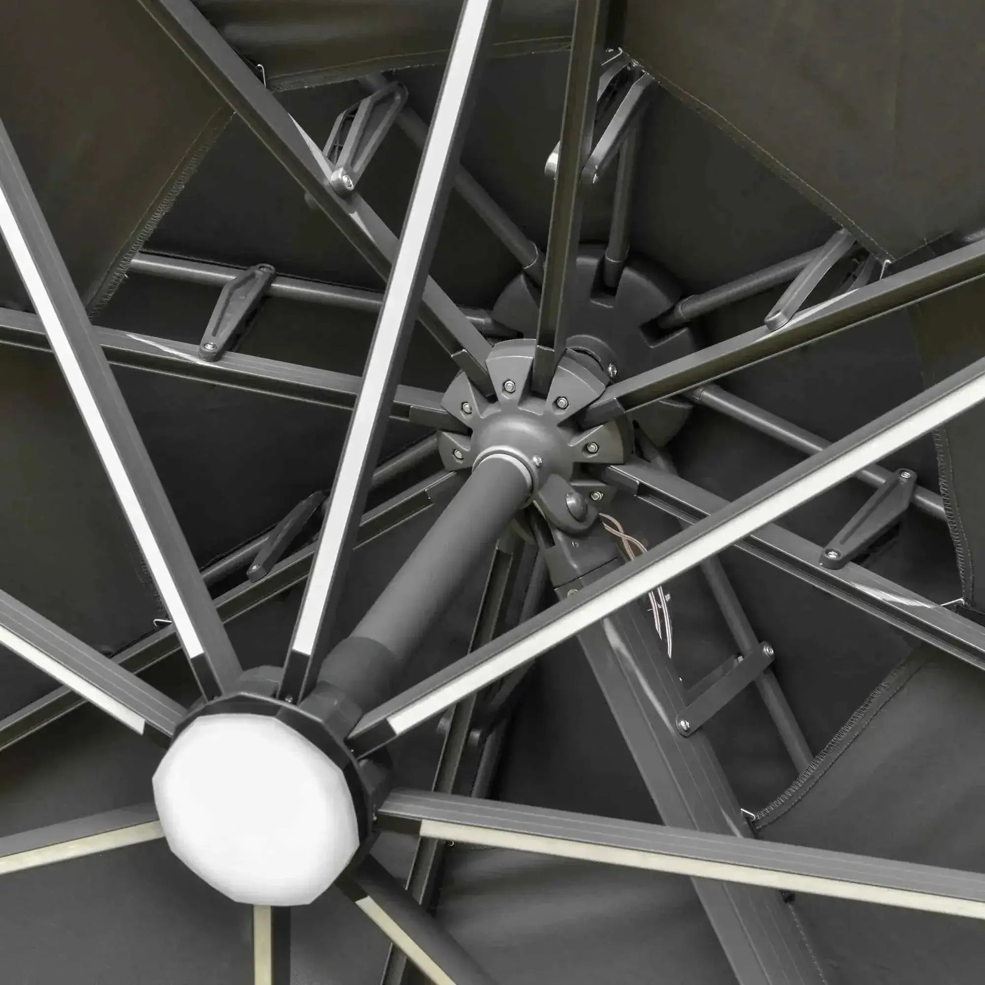 Outsunny 3m Cantilever Parasol – Solar Lights, Power Bank, 360° Spin | 84D-109V01CG