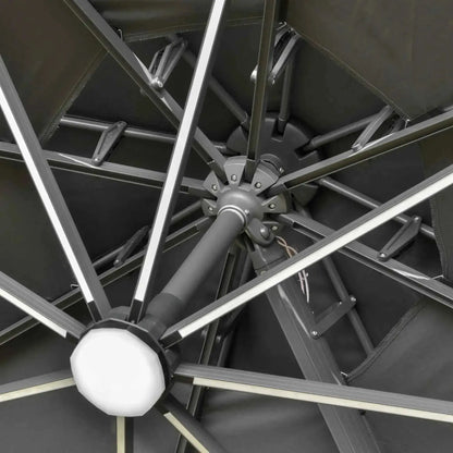 Outsunny 3m Cantilever Parasol – Solar Lights, Power Bank, 360° Spin | 84D-109V01CG